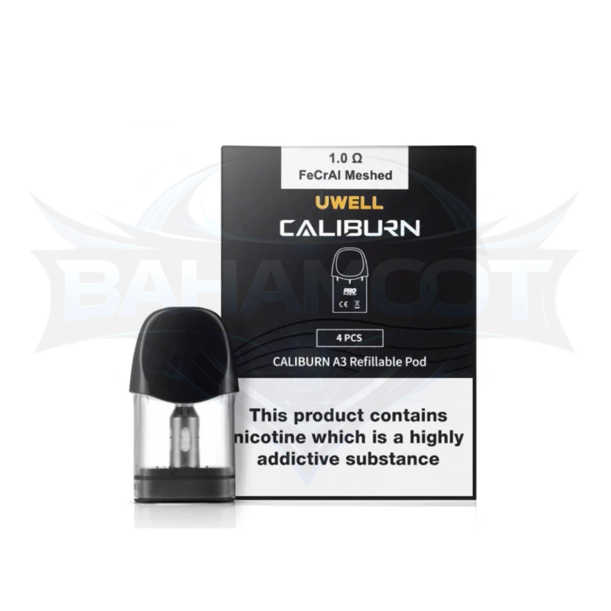 Uwell CALIBURN A3 2ML Refillable Replacement Pods - Pack of 4 - 1.0 Ohm FeCrAl Meshed