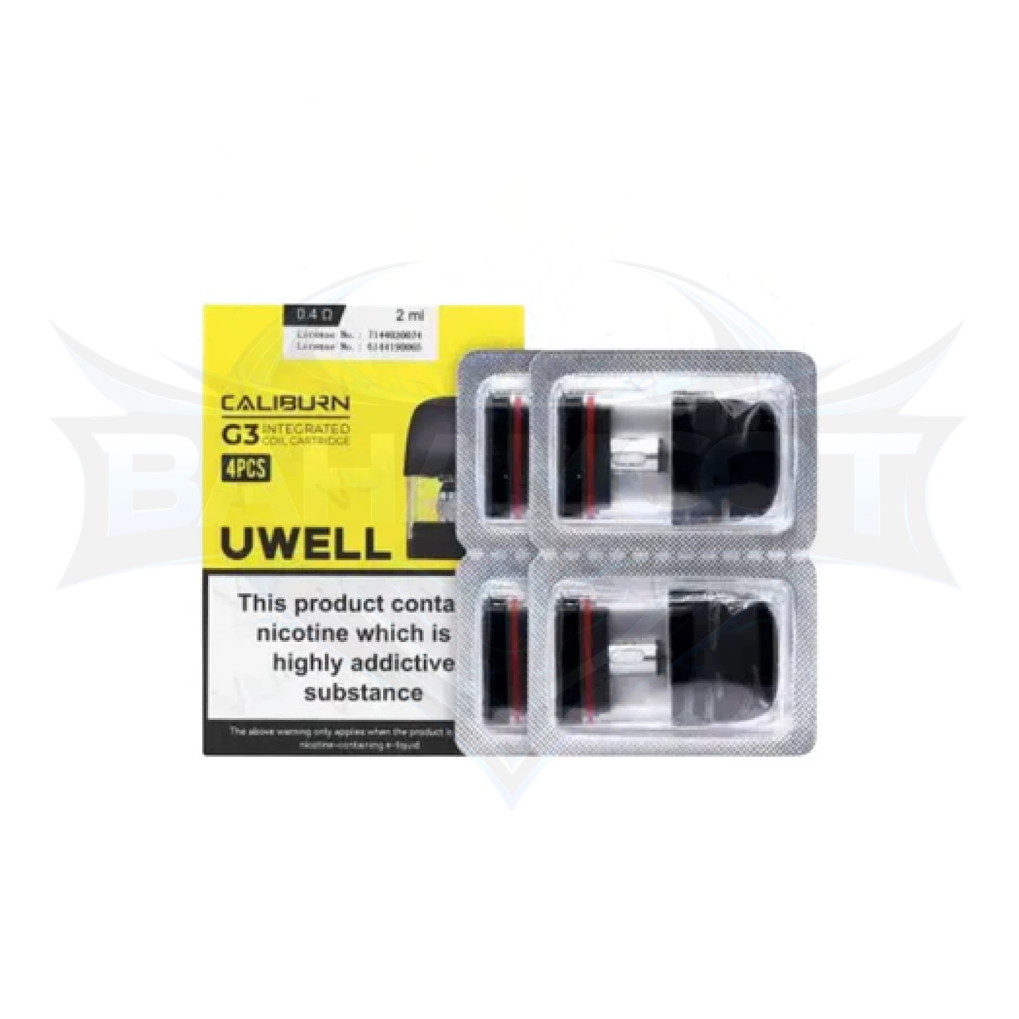 Uwell Caliburn G3 3ML Refillable Replacement Integrated Coil Cartridge Pod - Pack of 4 - 0.4 ohm