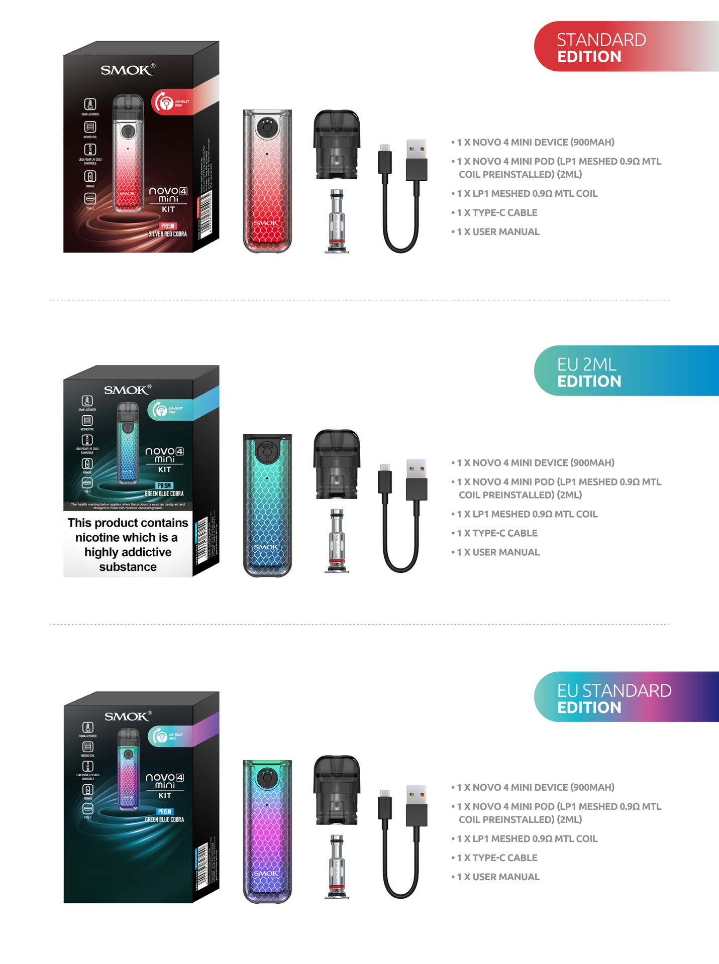 SMOK Novo 4 Mini 900mAh Pod System Starter Kit