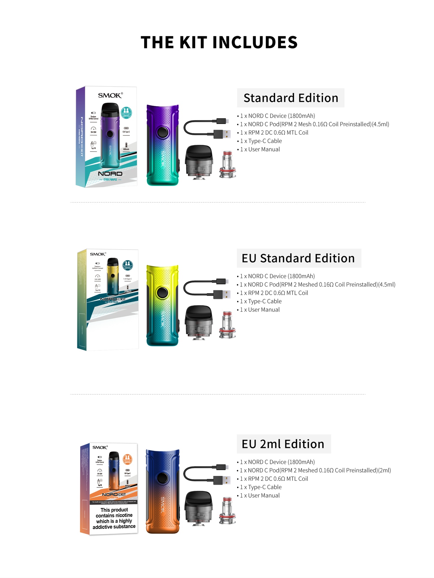 SMOK Nord C 1800mAh Pod System Starter Kit