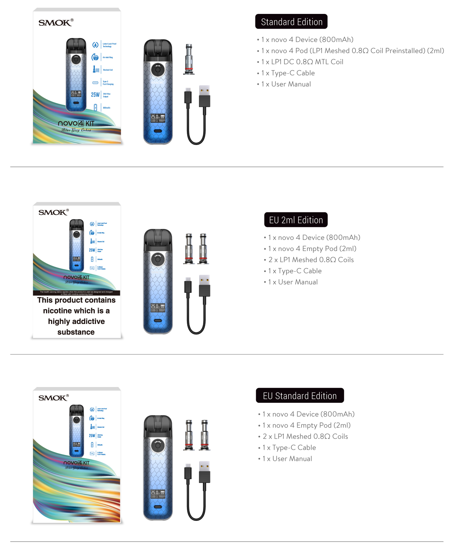 SMOK Novo 4 800mAh Pod System Starter Kit